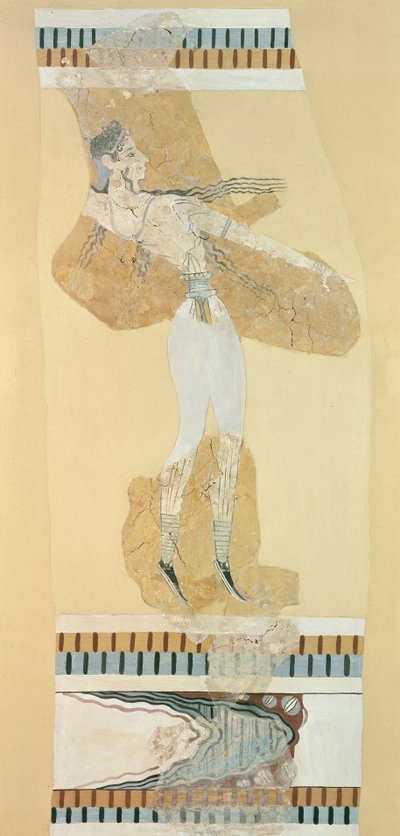 Frammento di un affresco che raffigura un taureador dal palazzo di Cnosso, Periodo Minoico Tardo I da Greek